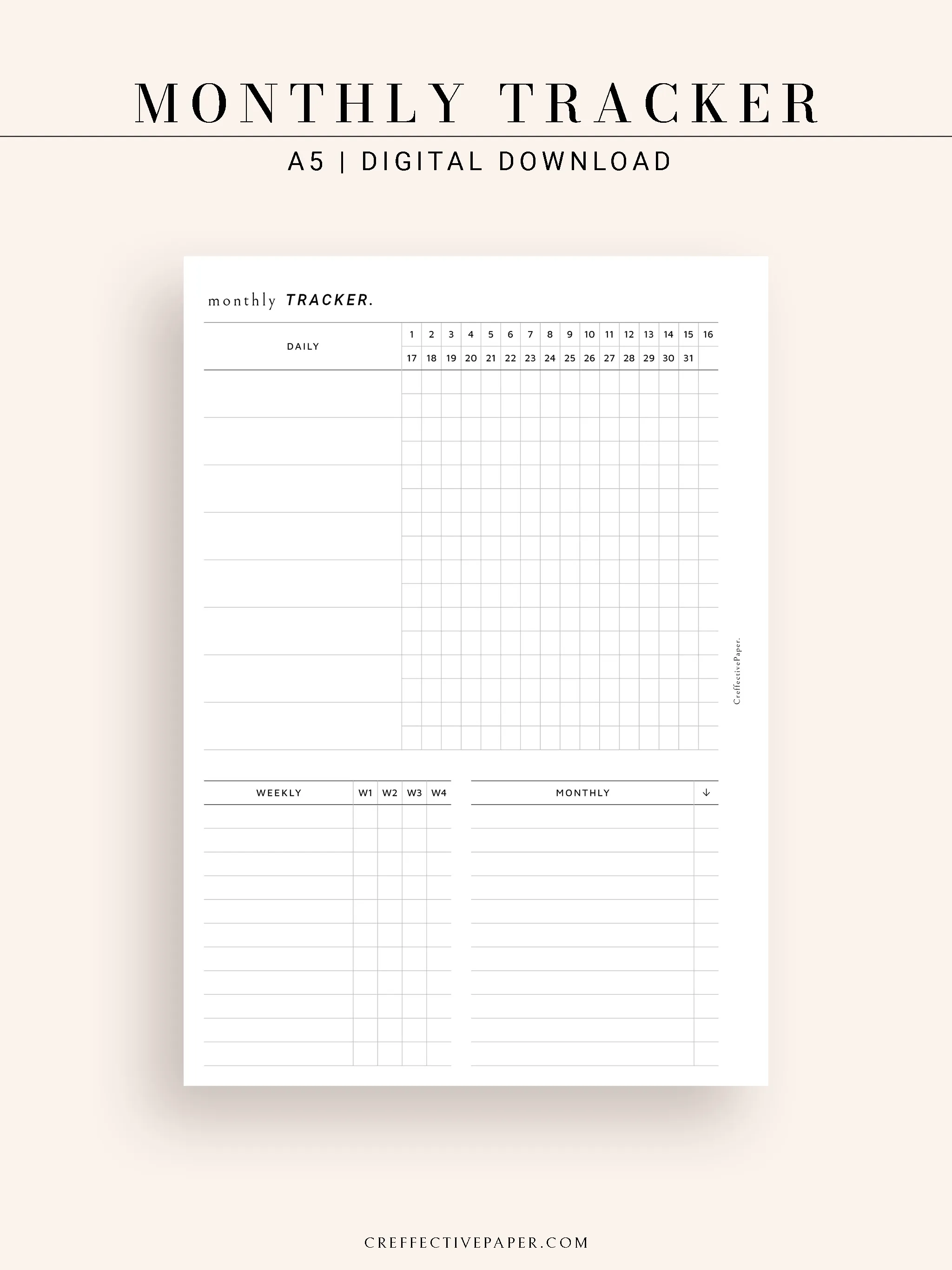 T130 | Monthly, Weekly, Daily Tracker