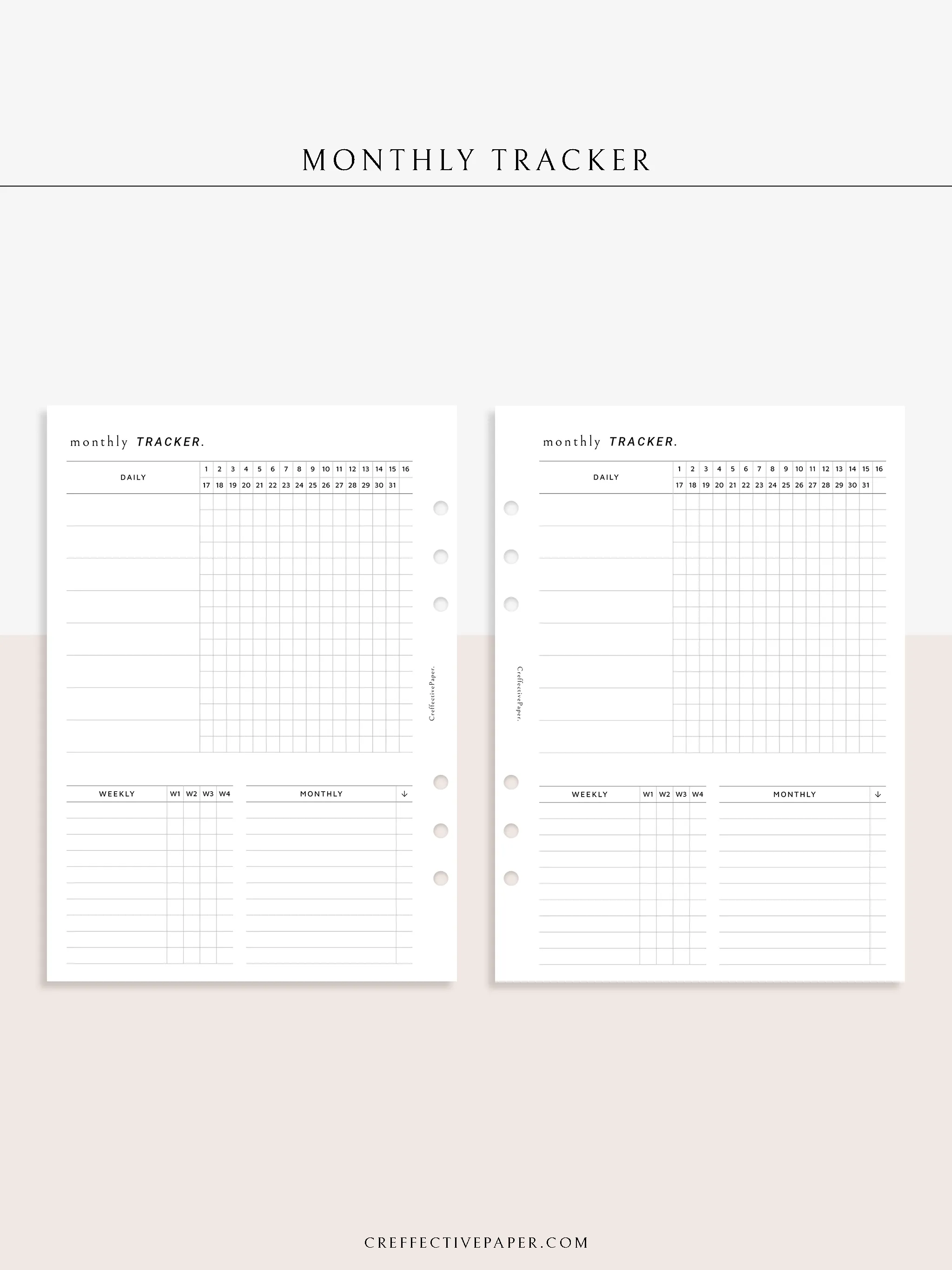 T130 | Monthly, Weekly, Daily Tracker