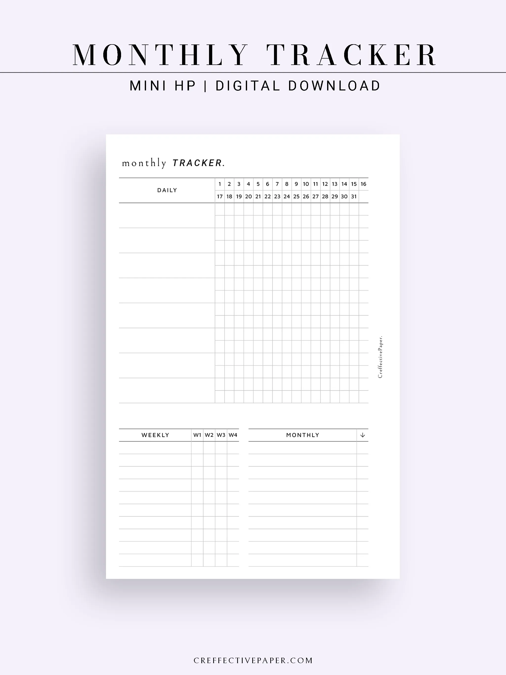 T130 | Monthly, Weekly, Daily Tracker