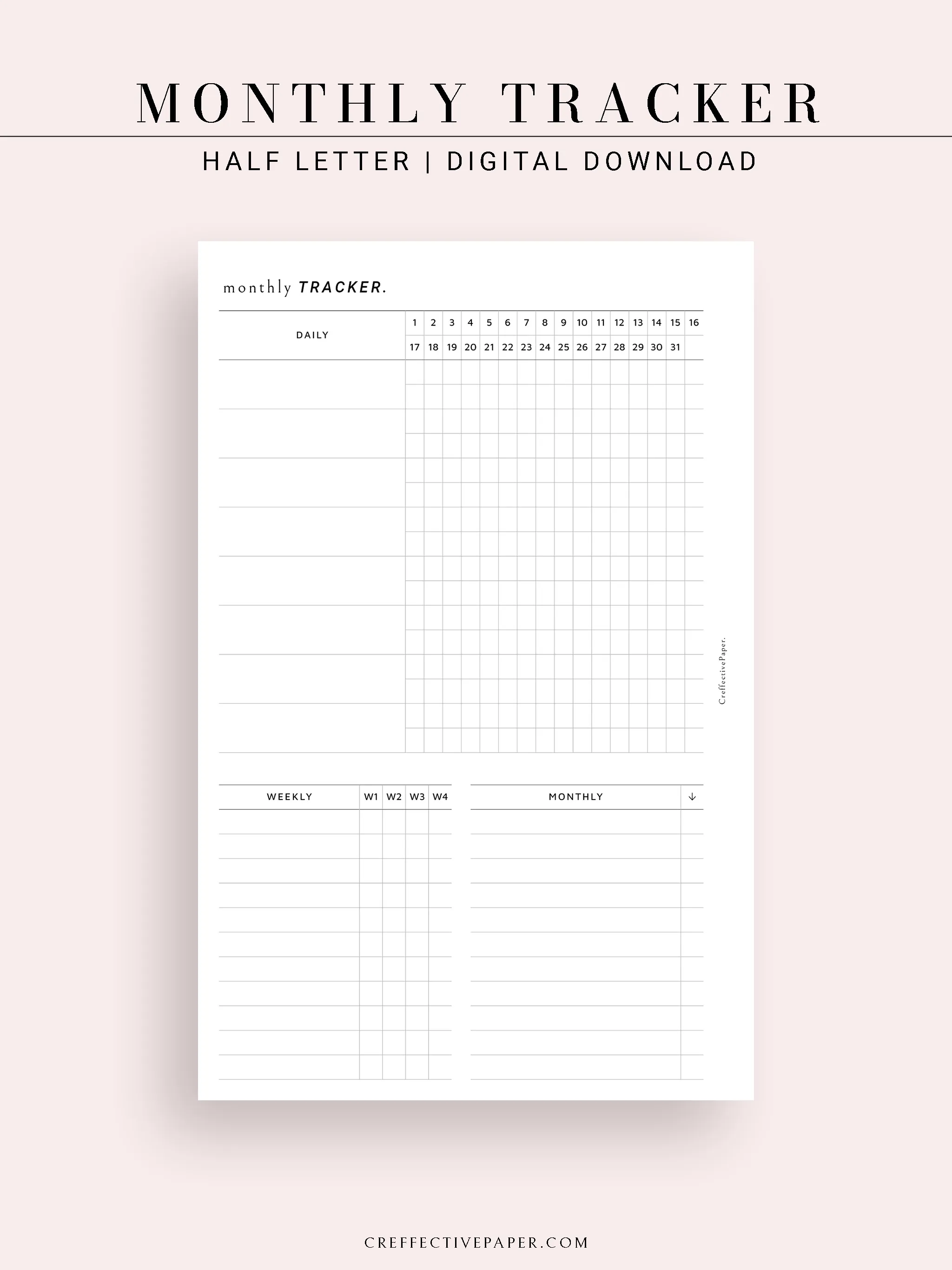 T130 | Monthly, Weekly, Daily Tracker