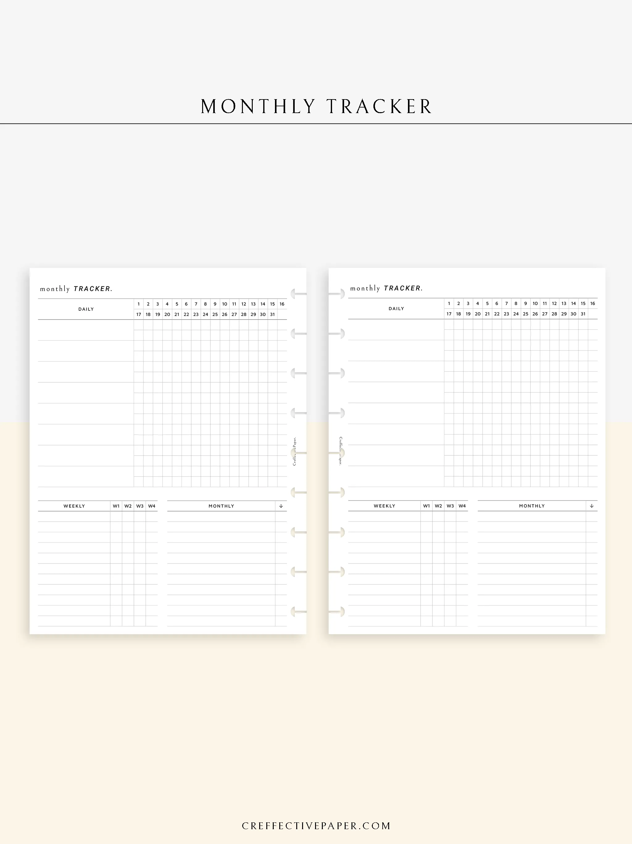 T130 | Monthly, Weekly, Daily Tracker