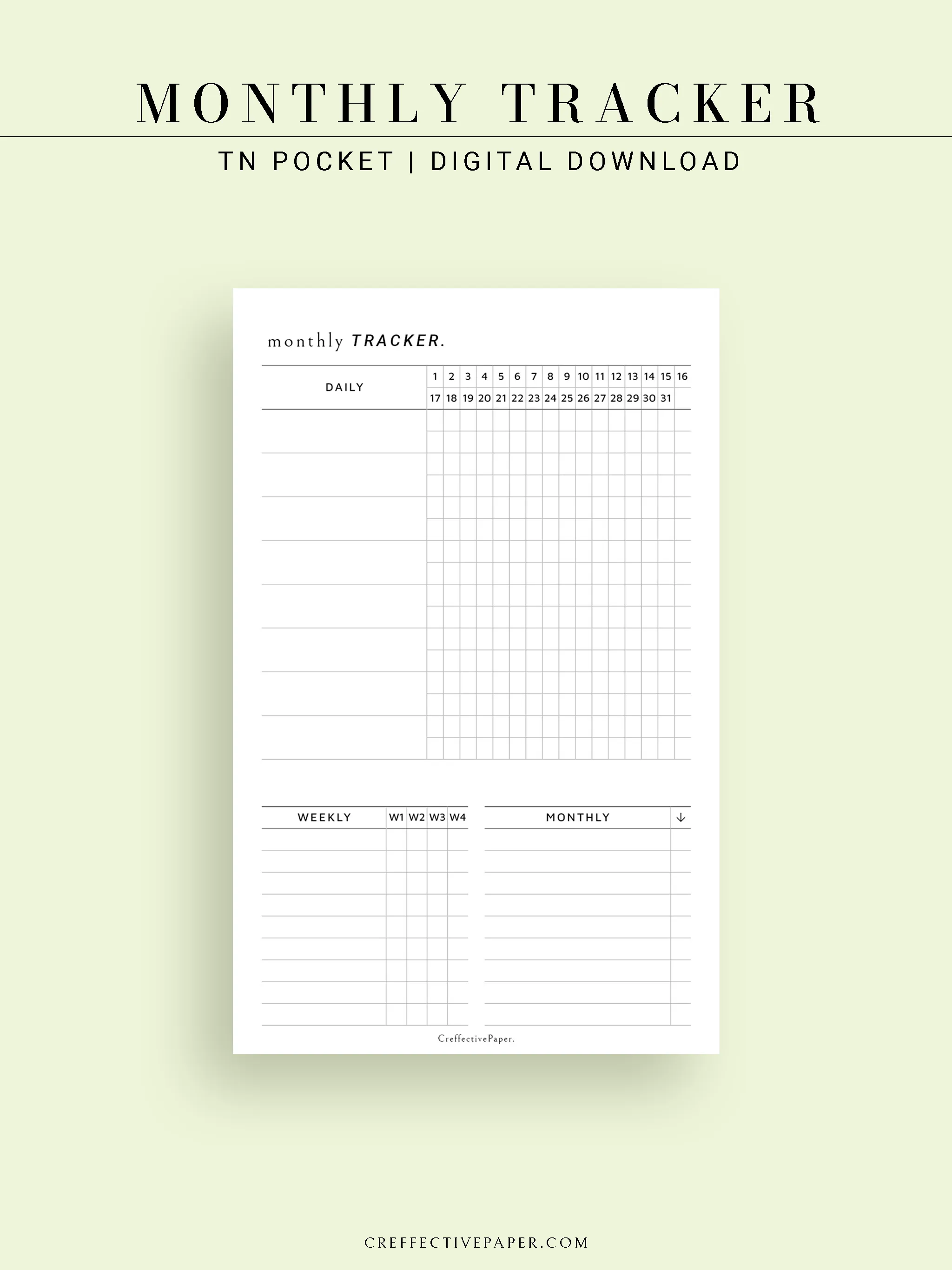 T130 | Monthly, Weekly, Daily Tracker