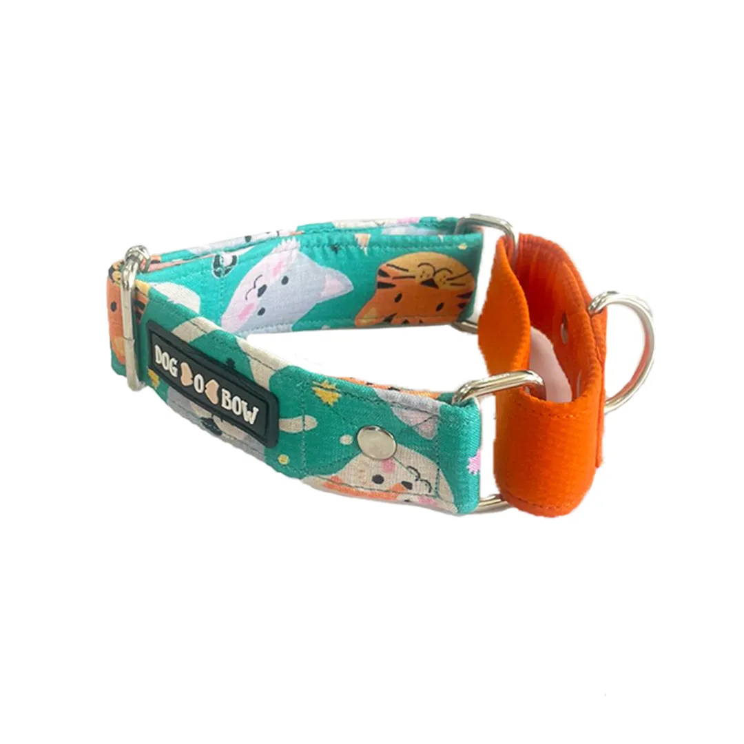 Teal Animal Print Martingale Collar LARGE