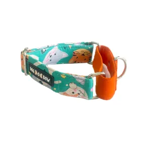 Teal Animal Print Martingale Collar LARGE