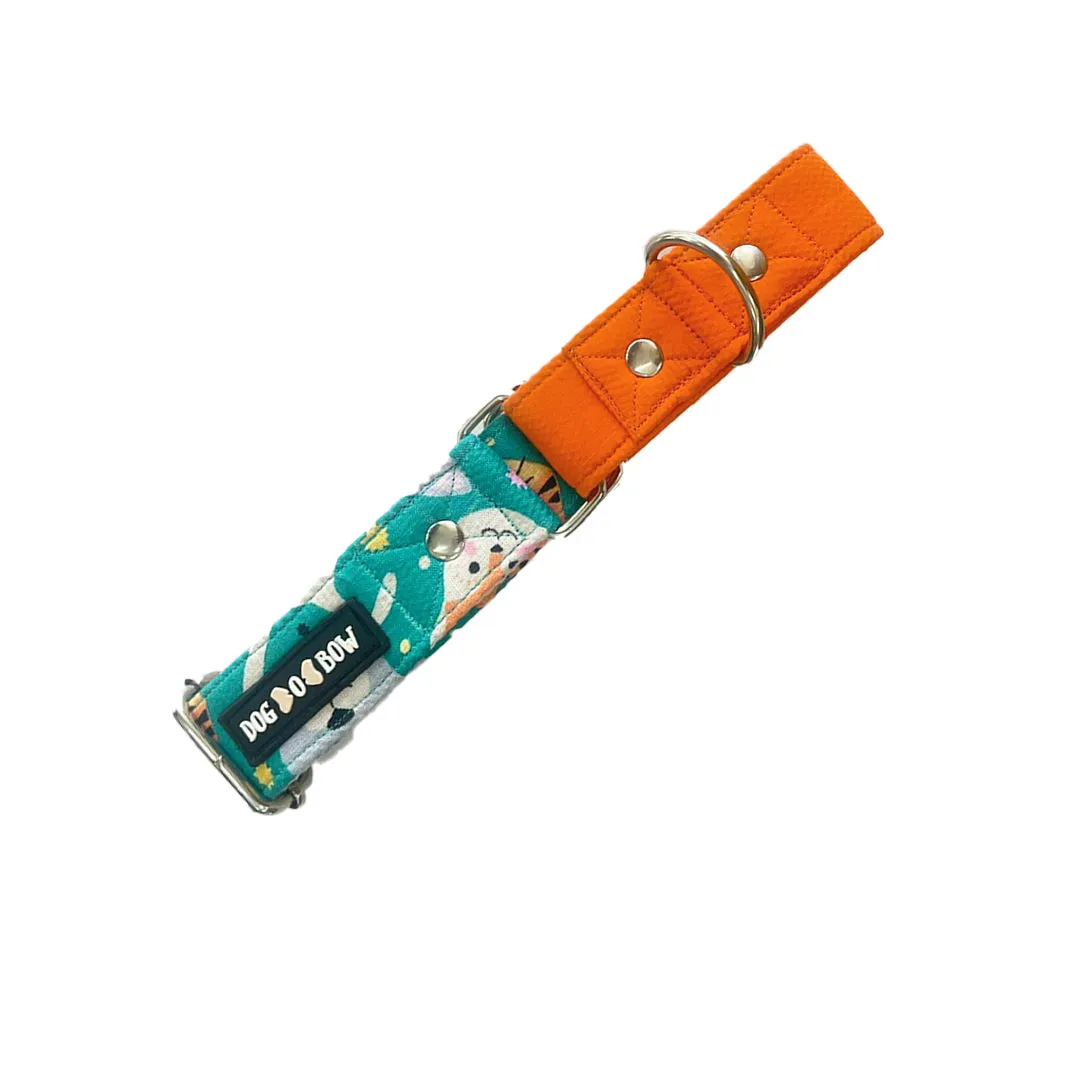 Teal Animal Print Martingale Collar LARGE