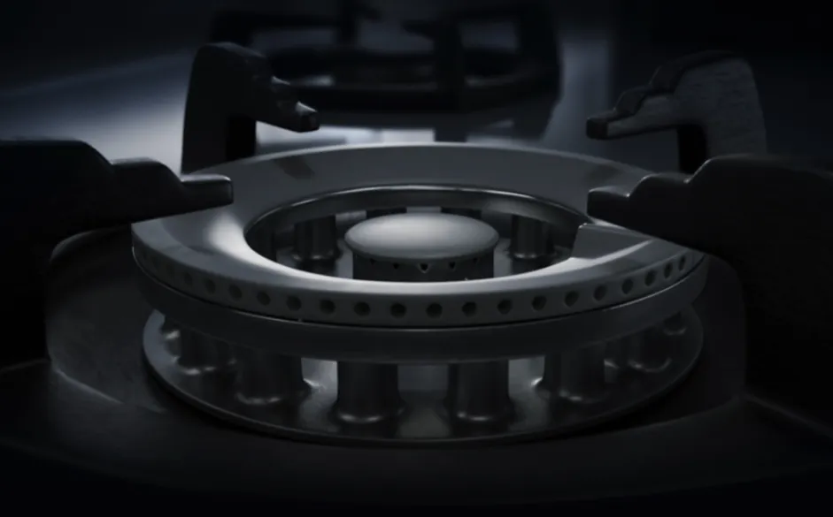 TECNO T 6000TGSV BK/CGY 3-Burner 65cm Glass Cooker Hob with Inferno Wok Burner Technology