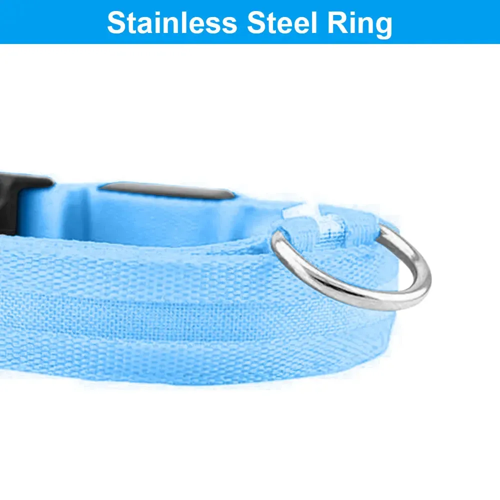 USB Rechargeable Collar USB Rechargeable LED Pet Dog Collar Flashing Luminous Safety Light up Nylon UK