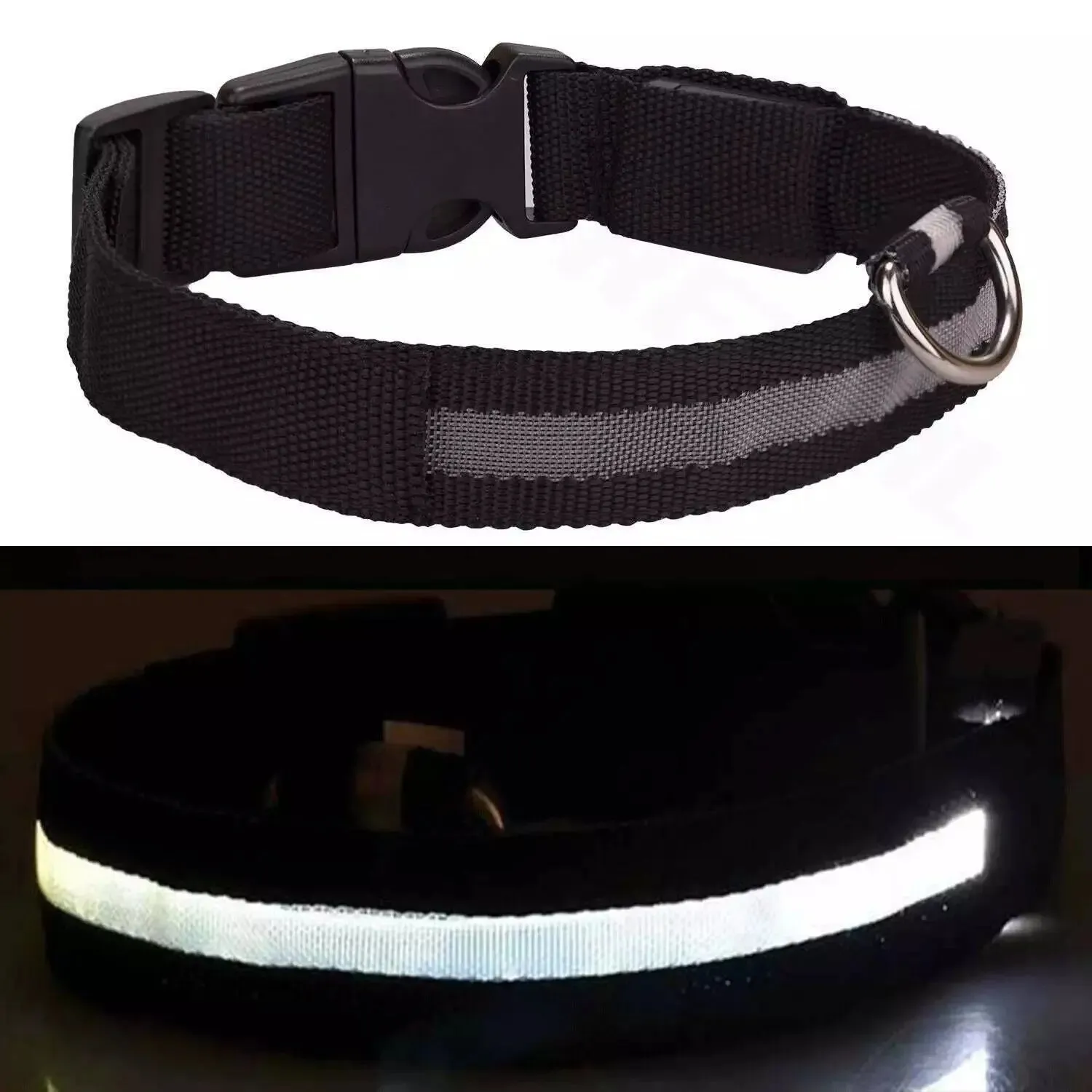 USB Rechargeable Collar USB Rechargeable LED Pet Dog Collar Flashing Luminous Safety Light up Nylon UK