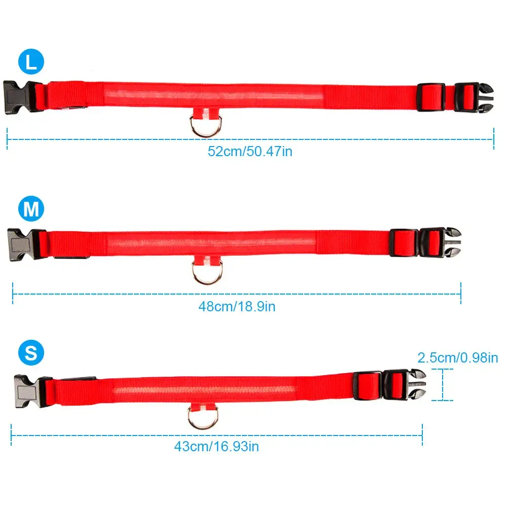 USB Rechargeable Collar USB Rechargeable LED Pet Dog Collar Flashing Luminous Safety Light up Nylon UK
