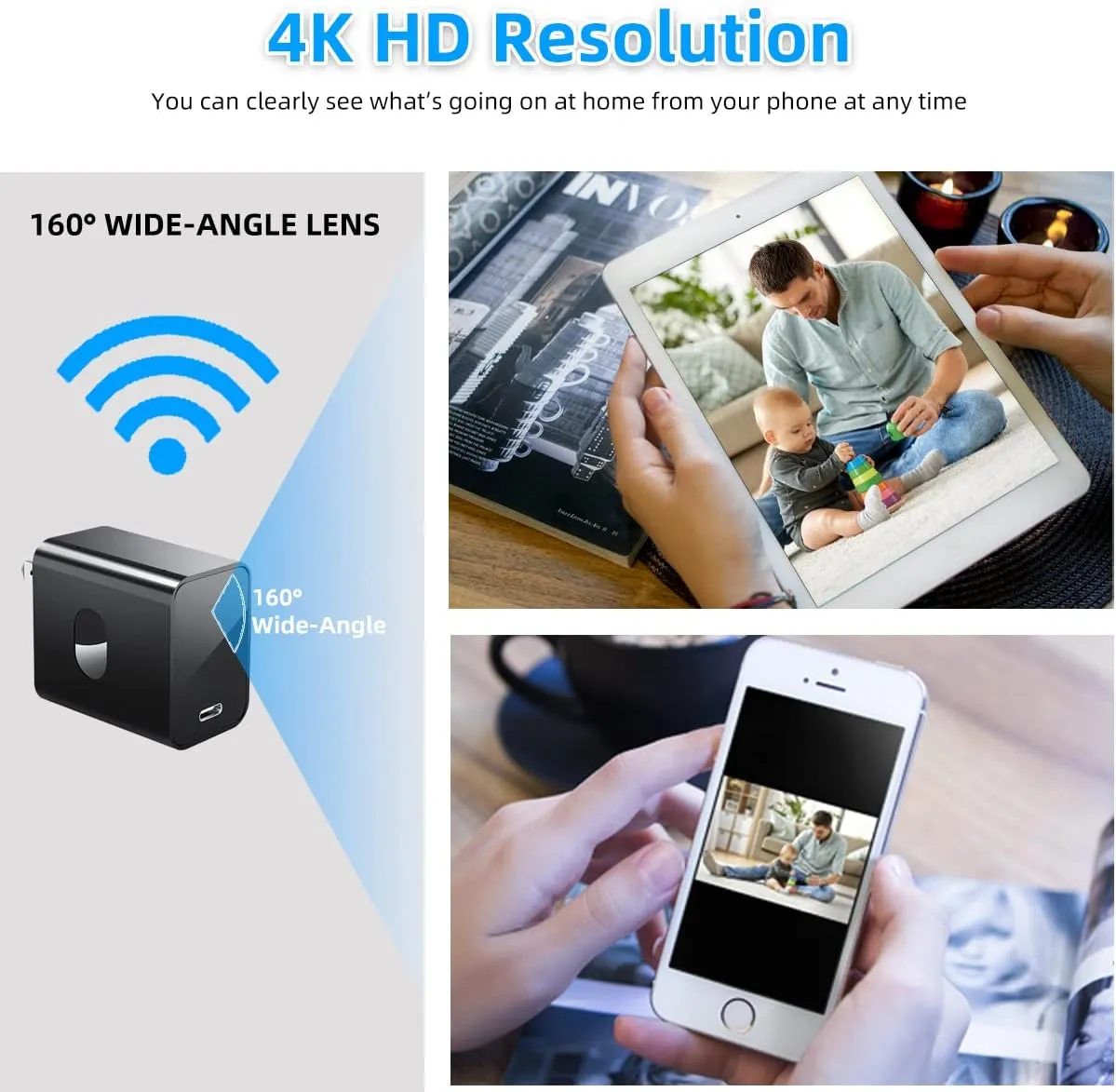 WIFI Charger Camera with Night Vision & Human Detection (2.4 Ghz & 5 Ghz)