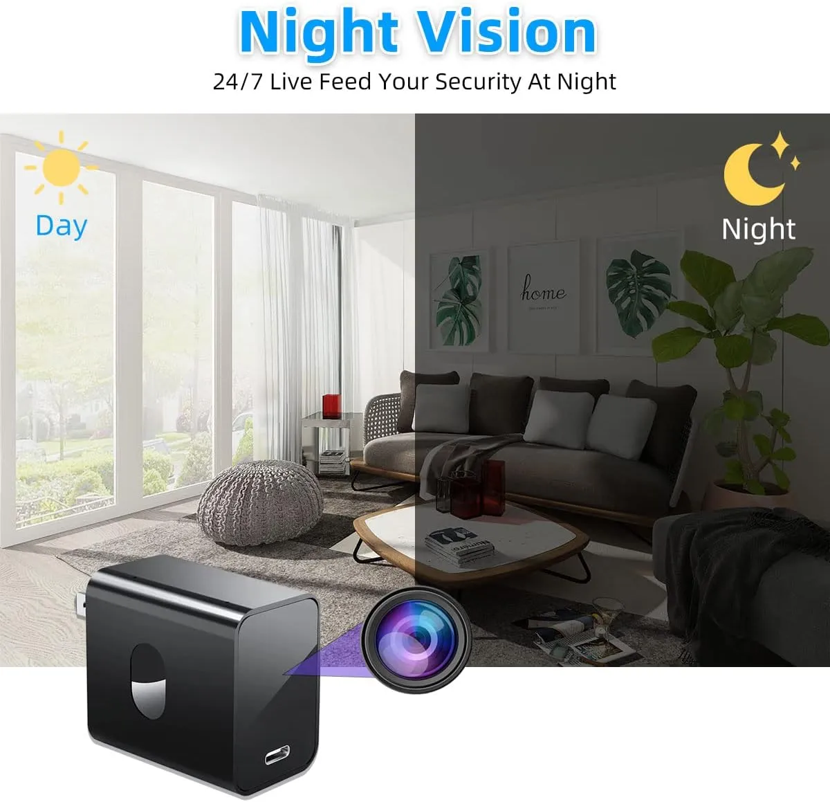WIFI Charger Camera with Night Vision & Human Detection (2.4 Ghz & 5 Ghz)