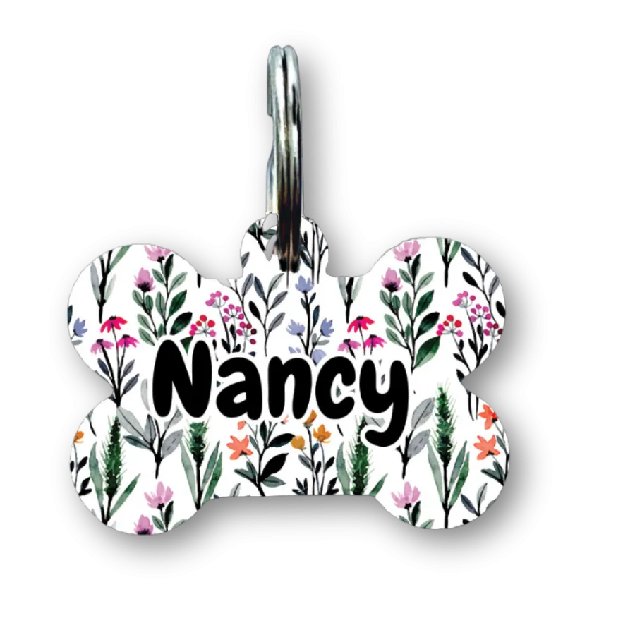 Wild Flower Bone Dog Tag