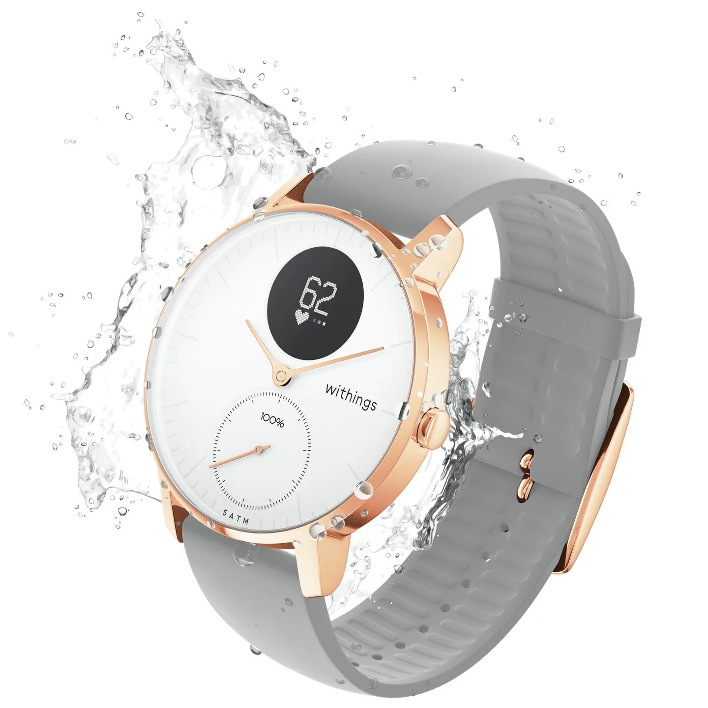 Withings Steel HR Hybrid Smartwatch - 36mm Rose Gold / Grey